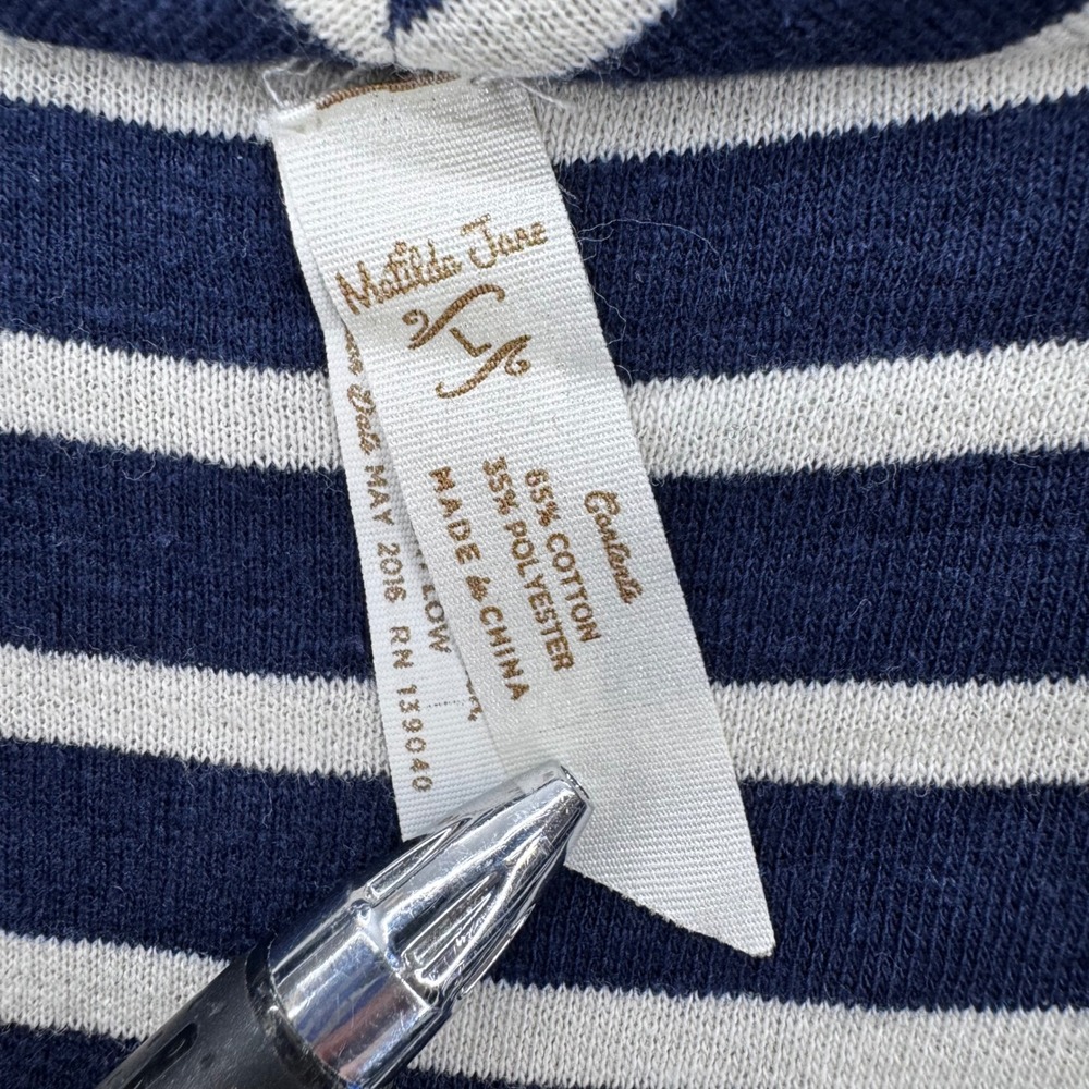 Matilda Jane Womens Full Moon Reversible Vest Size L Cream Navy Stripe Nautical - Picture 3 of 10